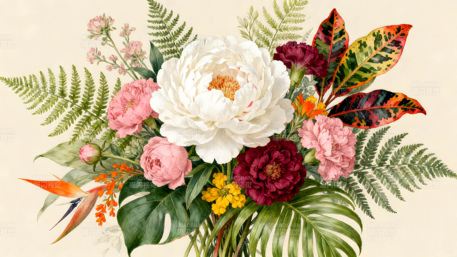 一束鲜花装饰画色彩艳丽图片