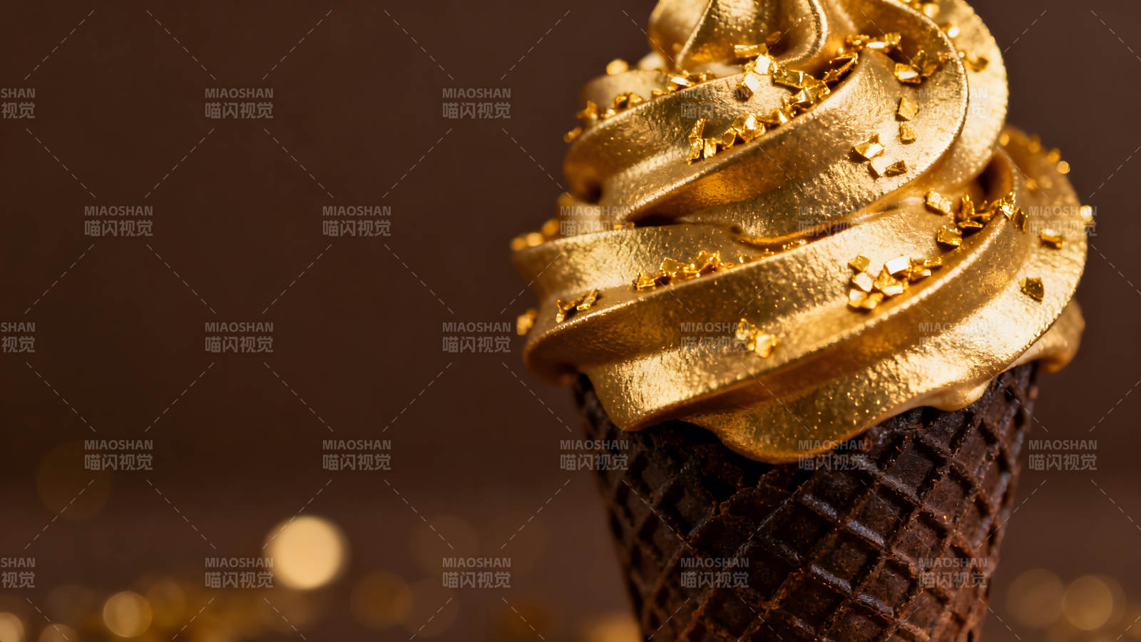 金色冰淇淋特写镜头美味甜点图片