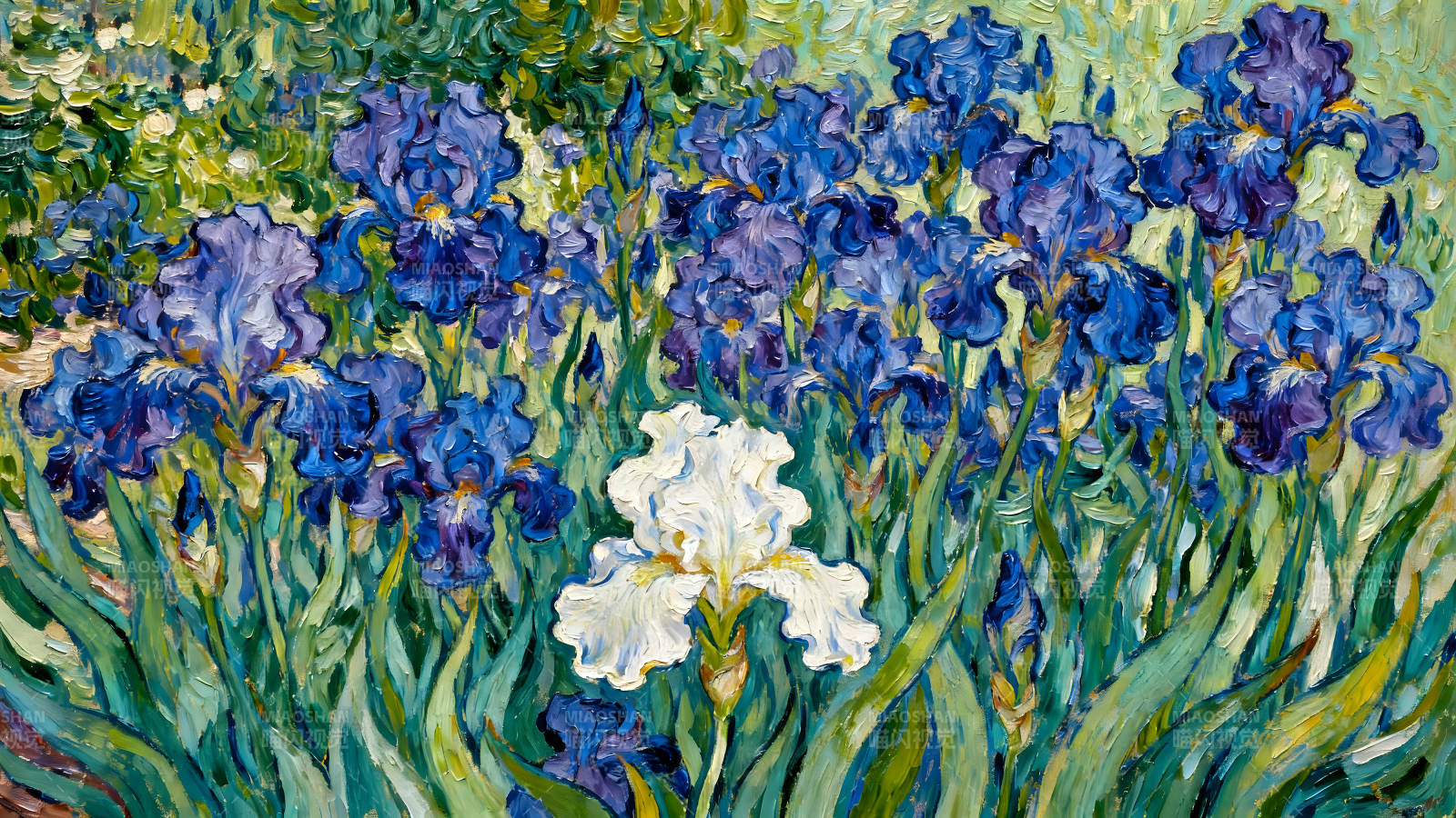 梵高笔下的蓝色鸢尾花绽放图片