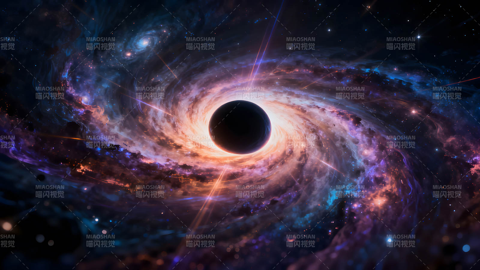 黑洞吞噬星云梦幻星空漩涡图片