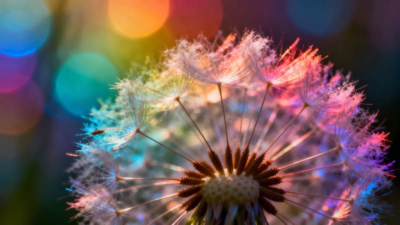 蒲公英彩虹光影绽放图片