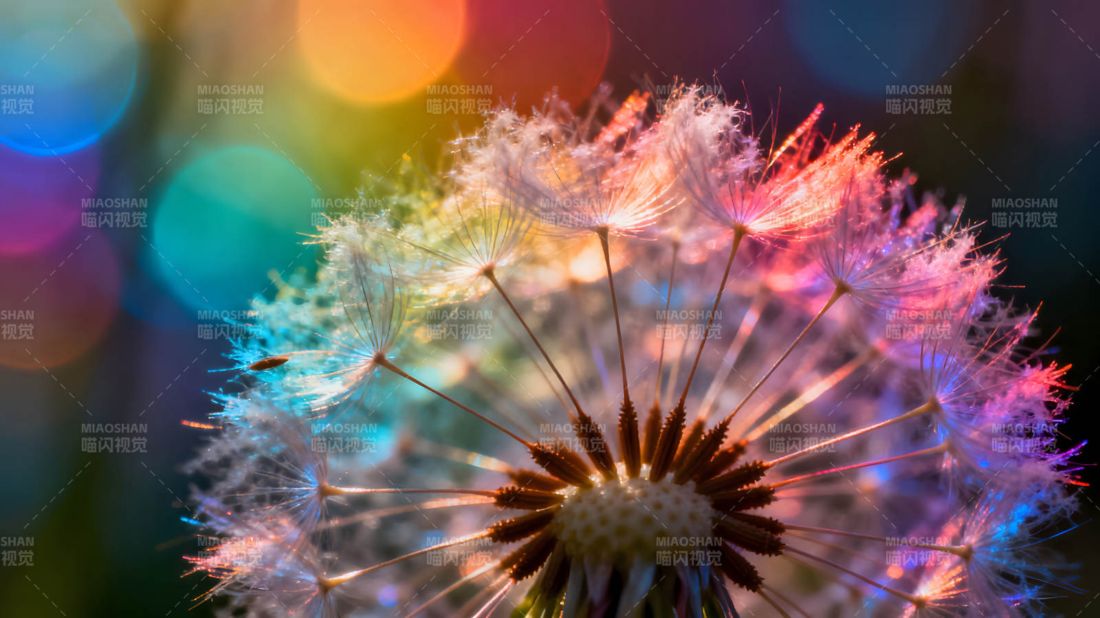 蒲公英彩虹光影绽放图片