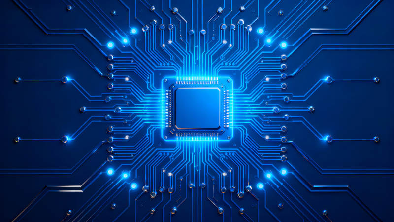 蓝色芯片电路板图图片