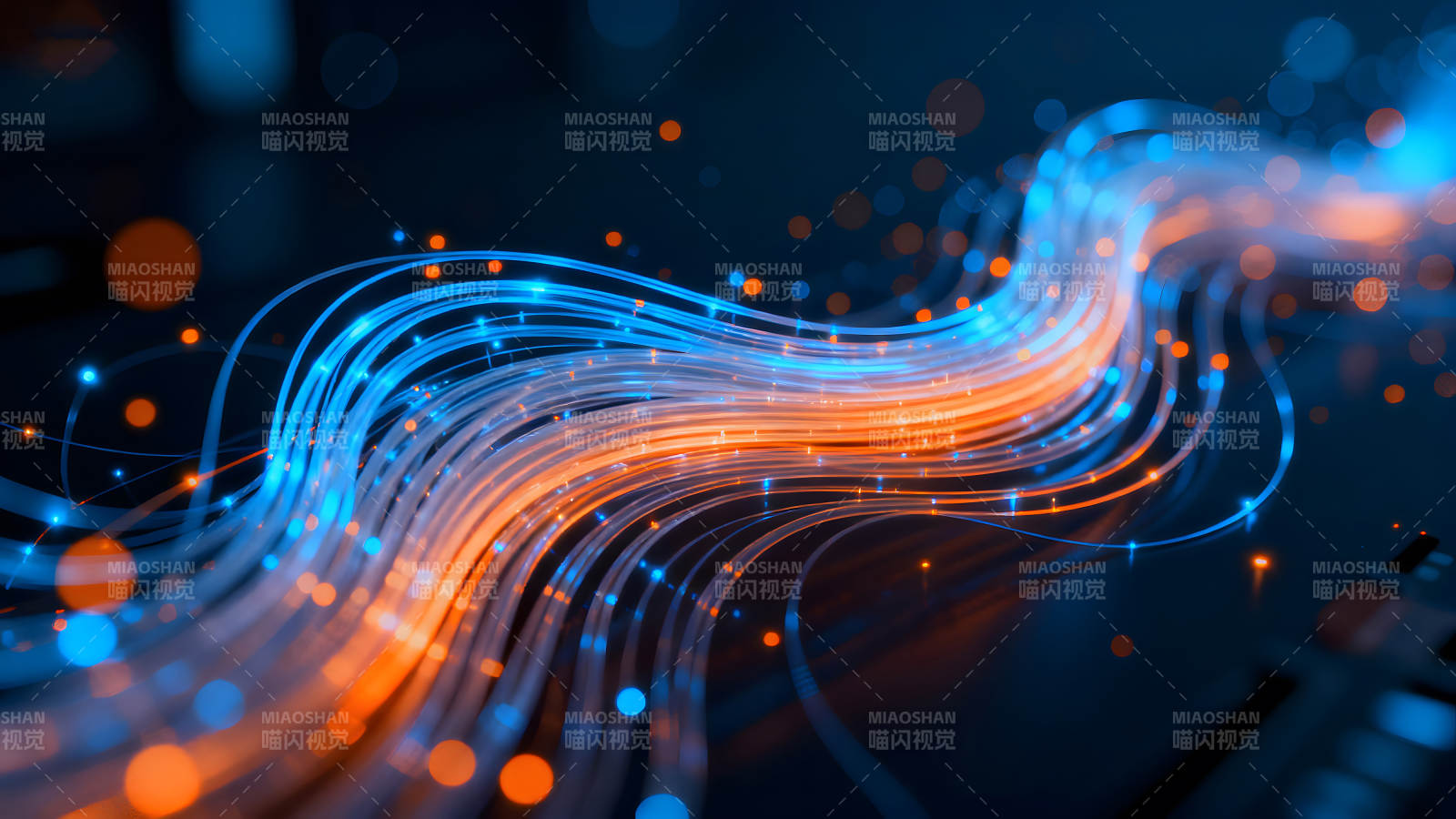 蓝色光纤线条流动抽象科技感图片