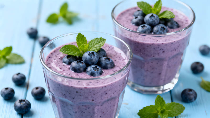 美味的蓝莓思慕雪清爽可口图片