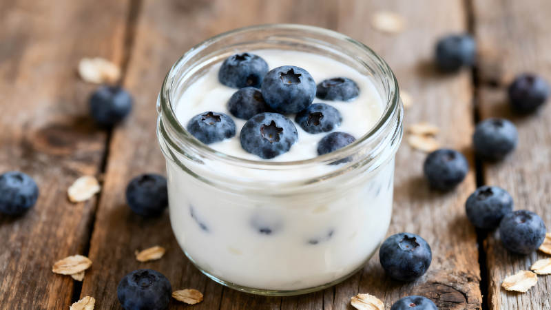 玻璃罐里的蓝莓酸奶图片