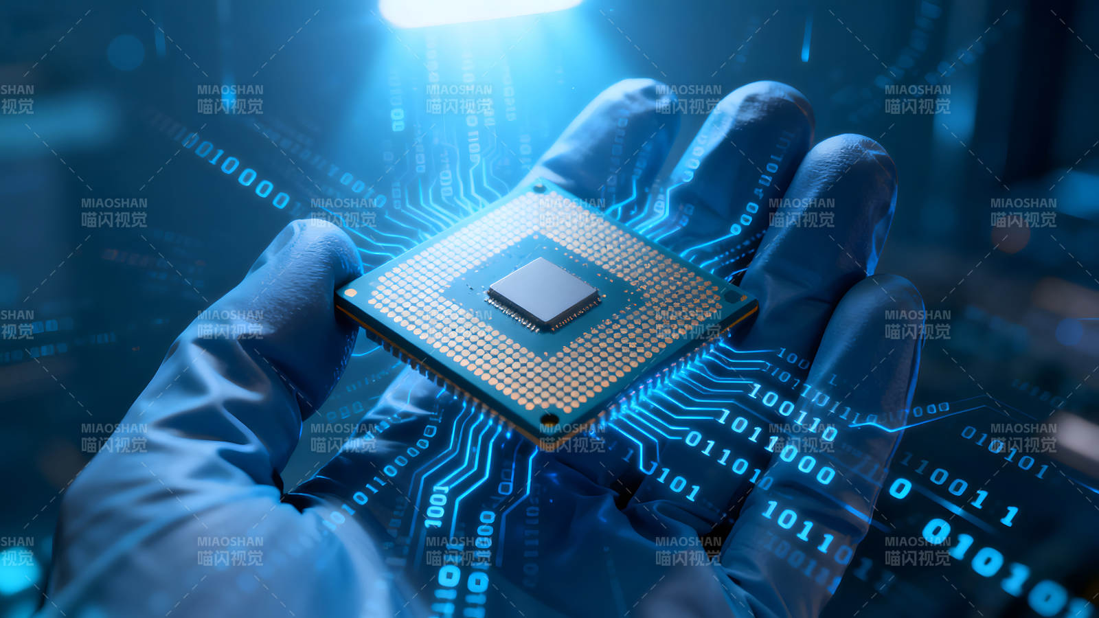 芯片电路与数字信息图片