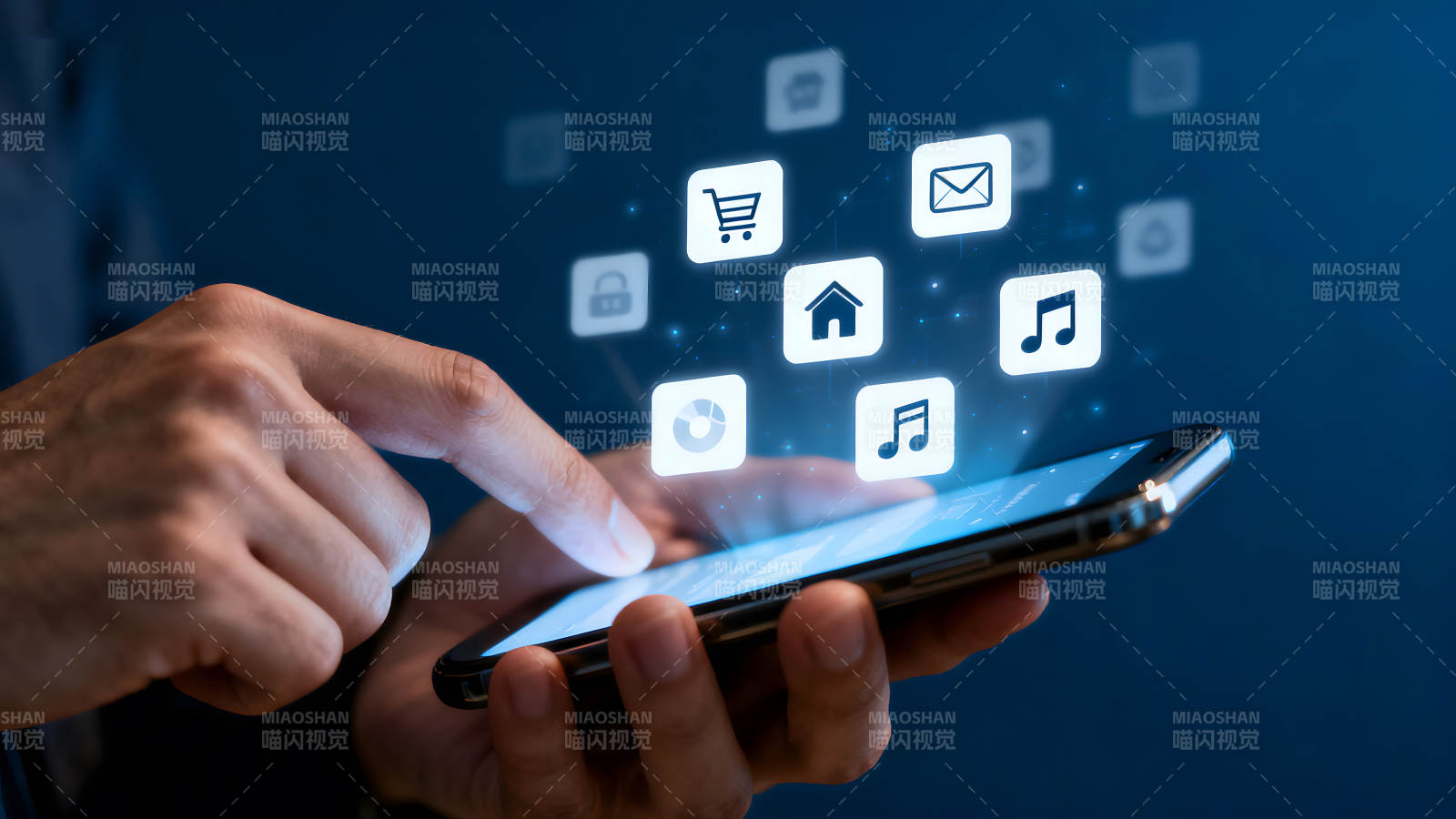 手机界面图标与手势交互展示图片