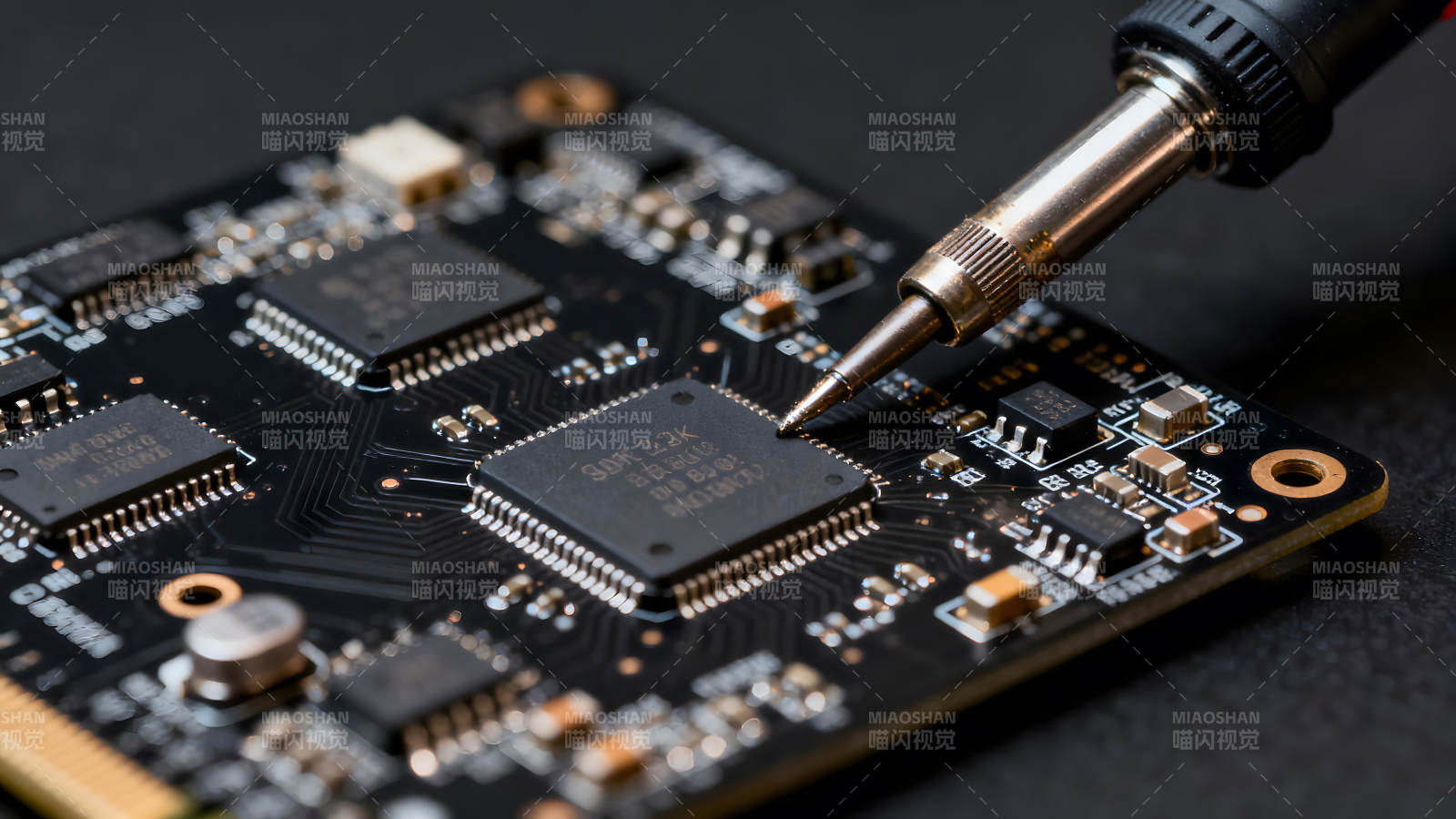 电路板焊接特写画面图片