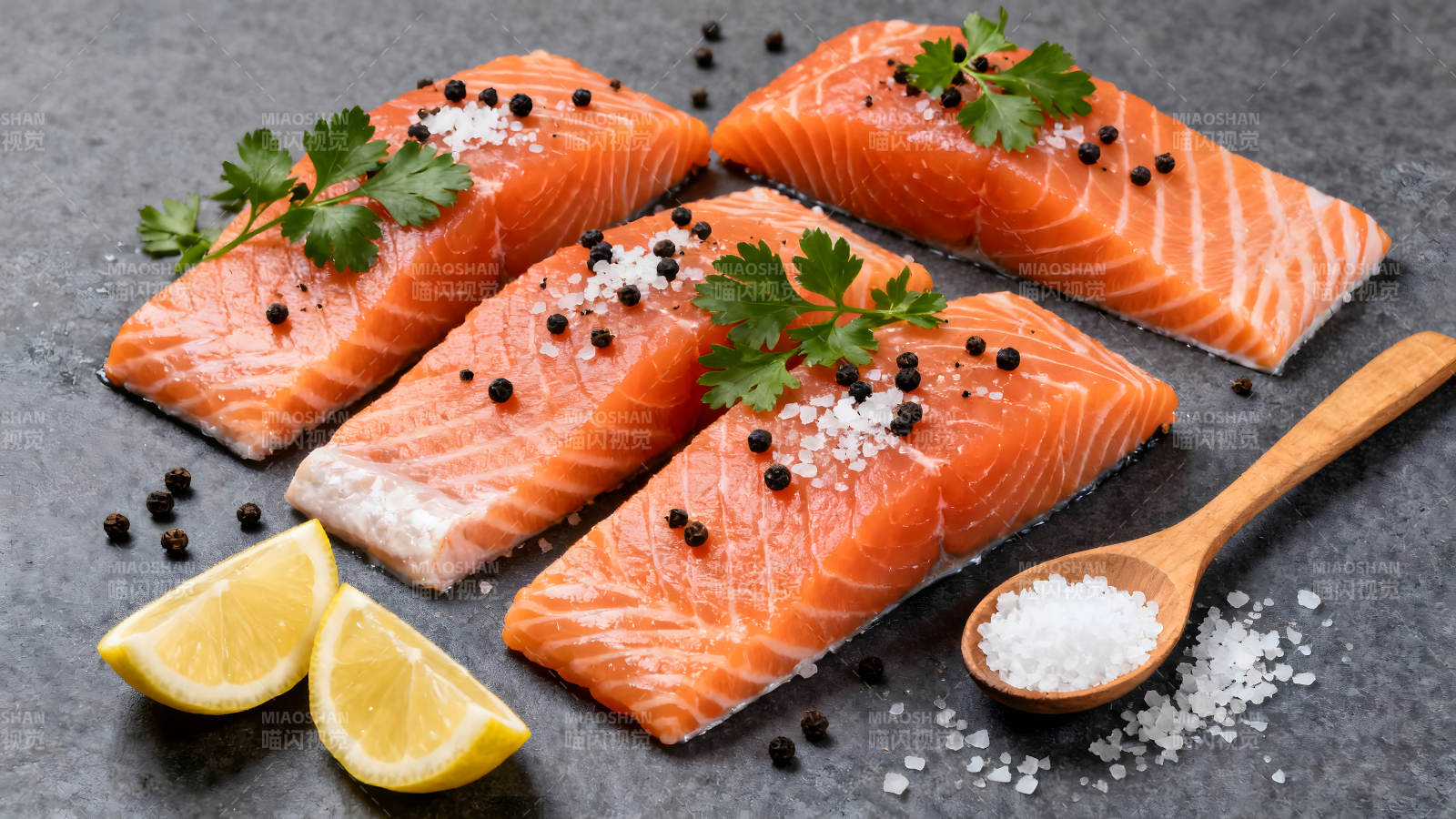 美味三文鱼配料组合图片