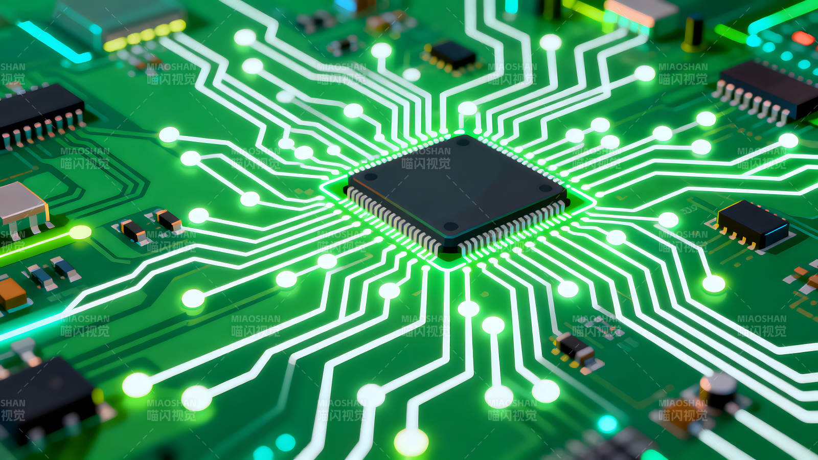 电路板核心元件特写图片