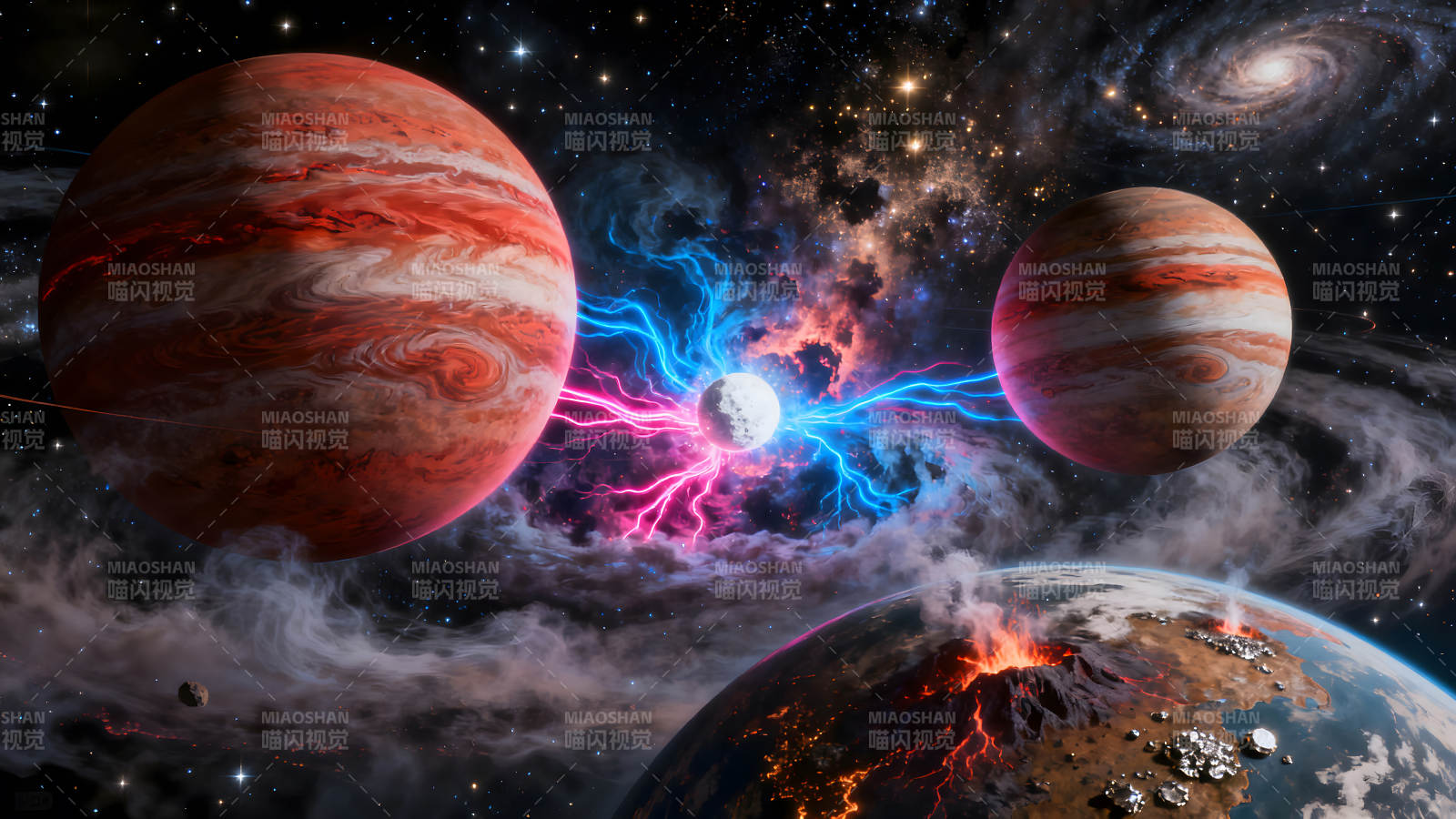 宇宙奇观星球碰撞能量爆发图片