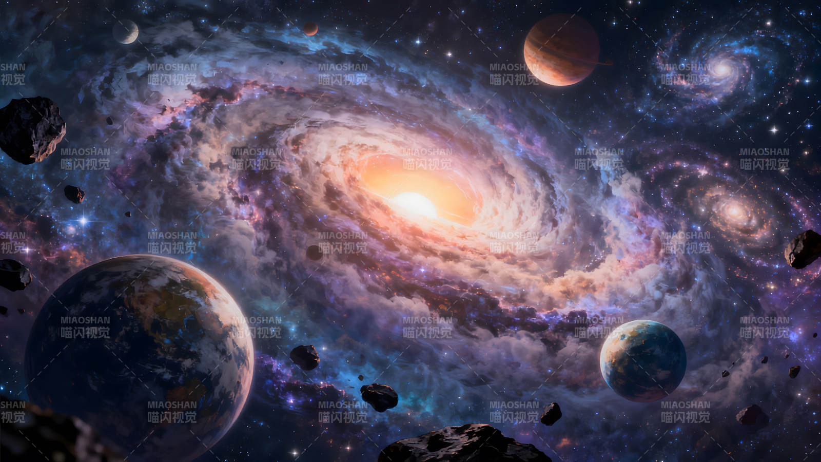 宇宙星云壮丽景象行星漂浮图片