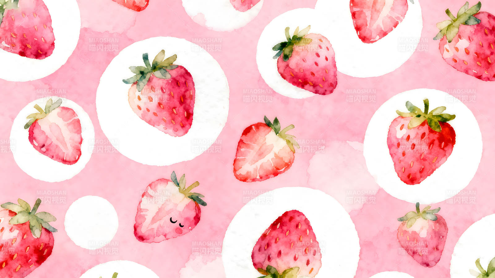 草莓图案的可爱背景图片