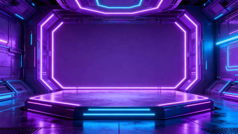 未来科技舞台紫色霓虹灯图片