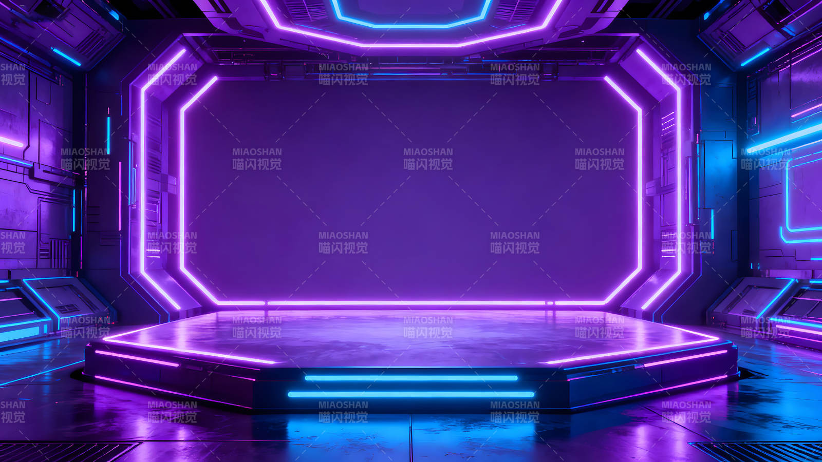 未来科技舞台紫色霓虹灯图片