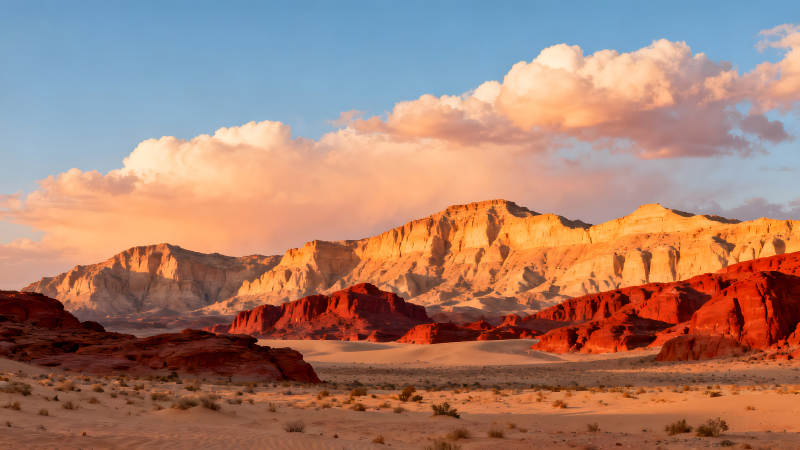 沙漠日落景观壮丽山峦图片