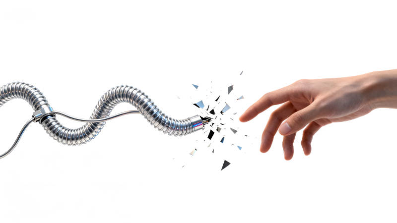 手触碰电线产生碎裂效果图片