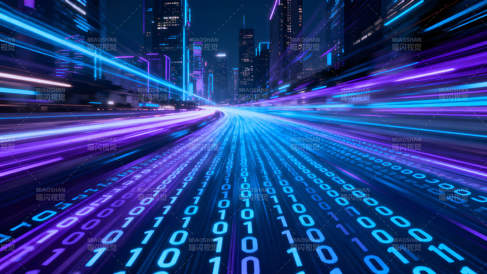 赛博朋克风格的城市数据流图片