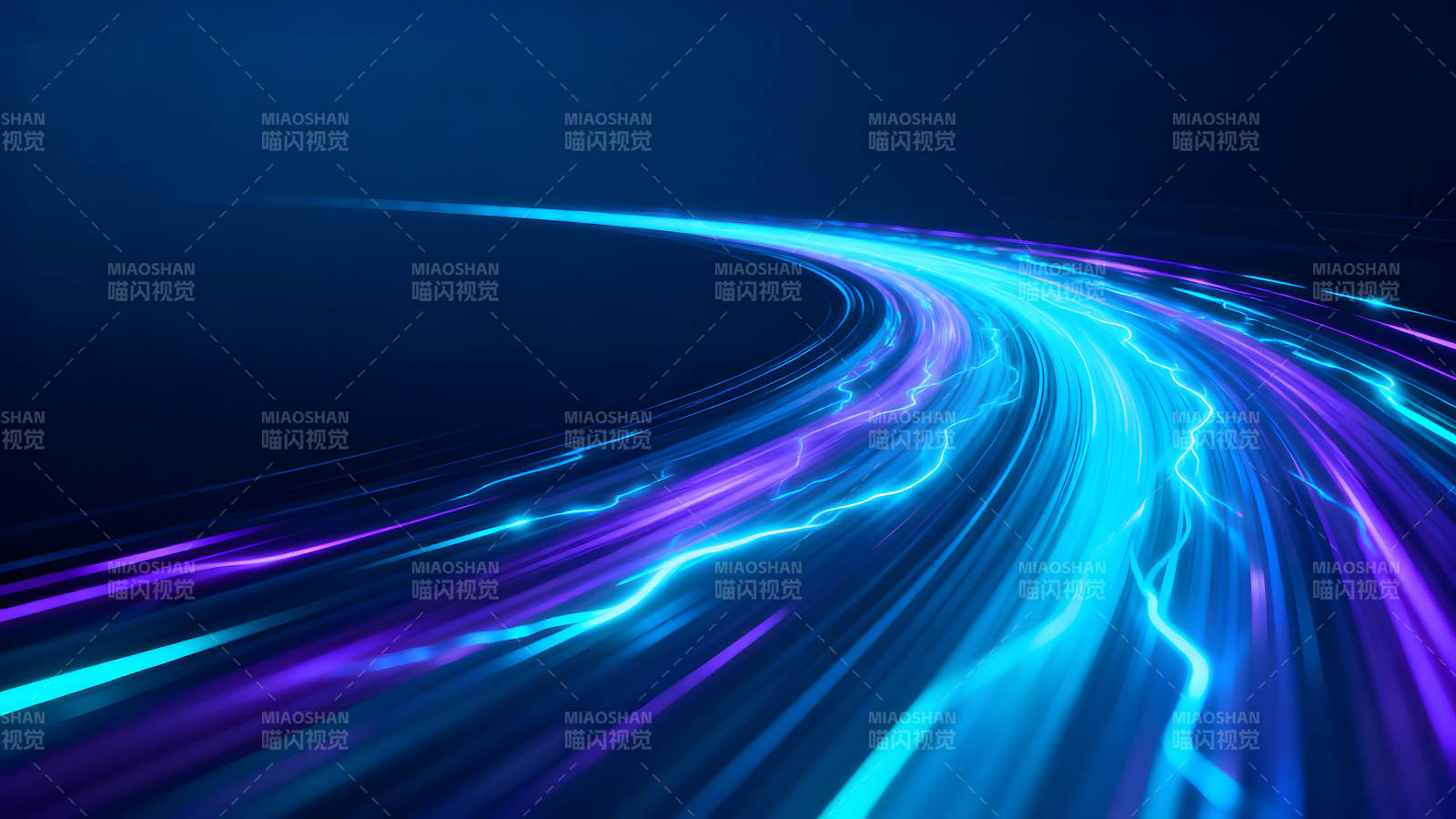 蓝紫色光线交织形成流动路径图片