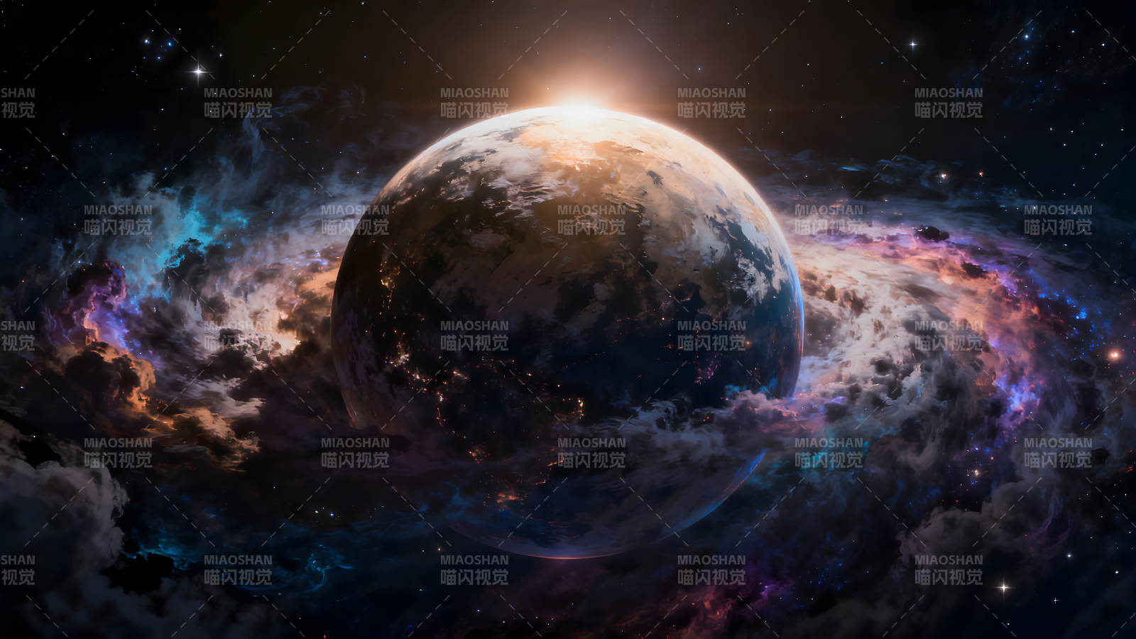 宇宙星球壮丽景象太阳升起景象图片