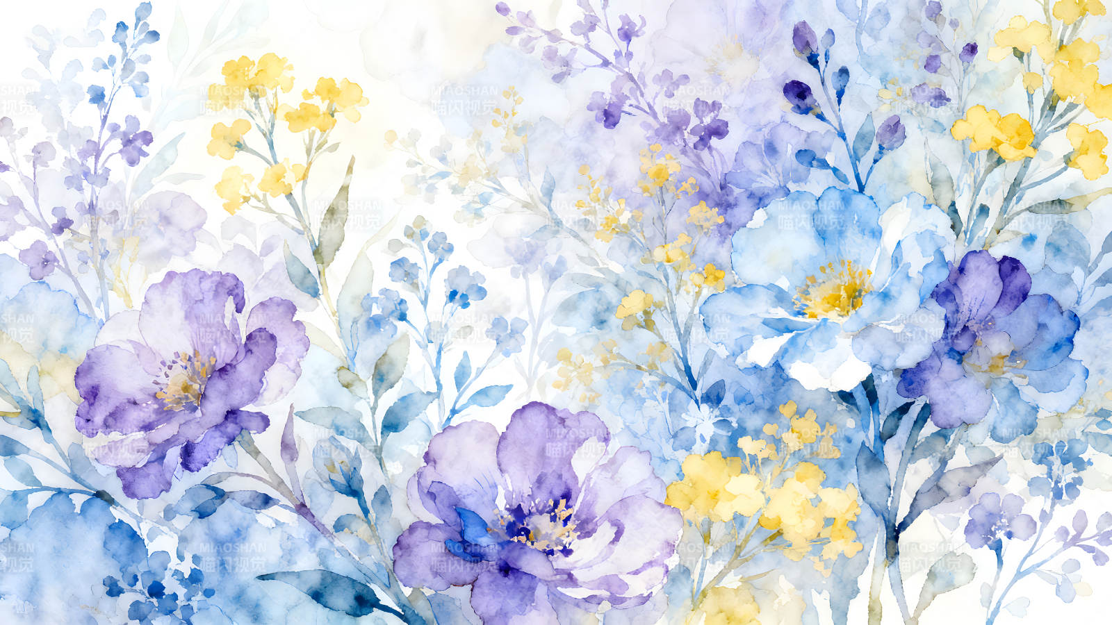 水彩风格的花卉图图片