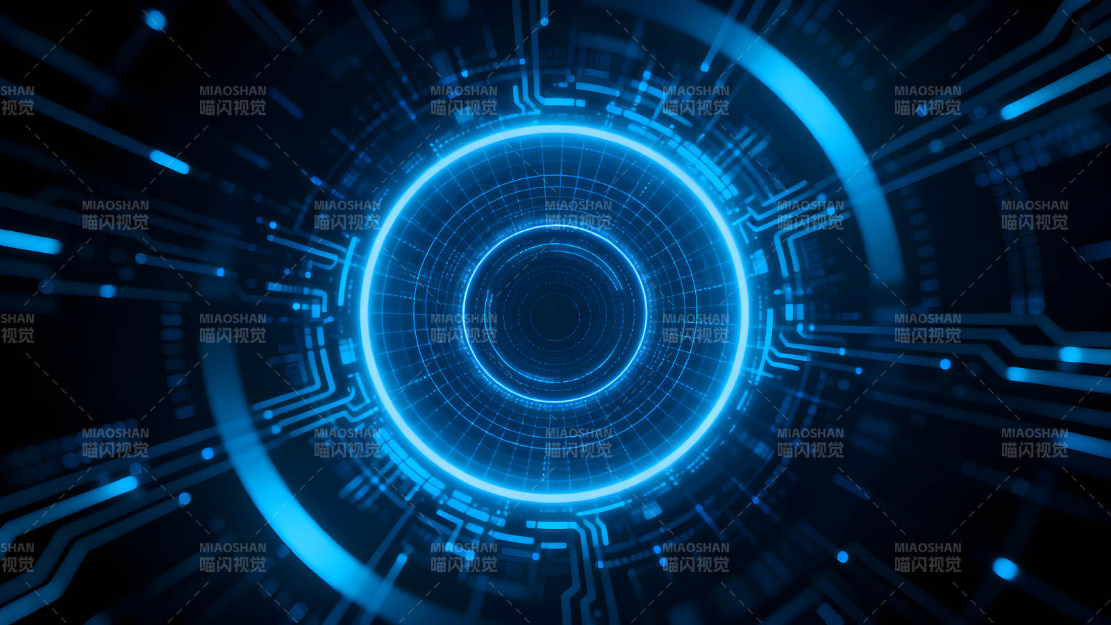 蓝色科技感电路视觉效果图片