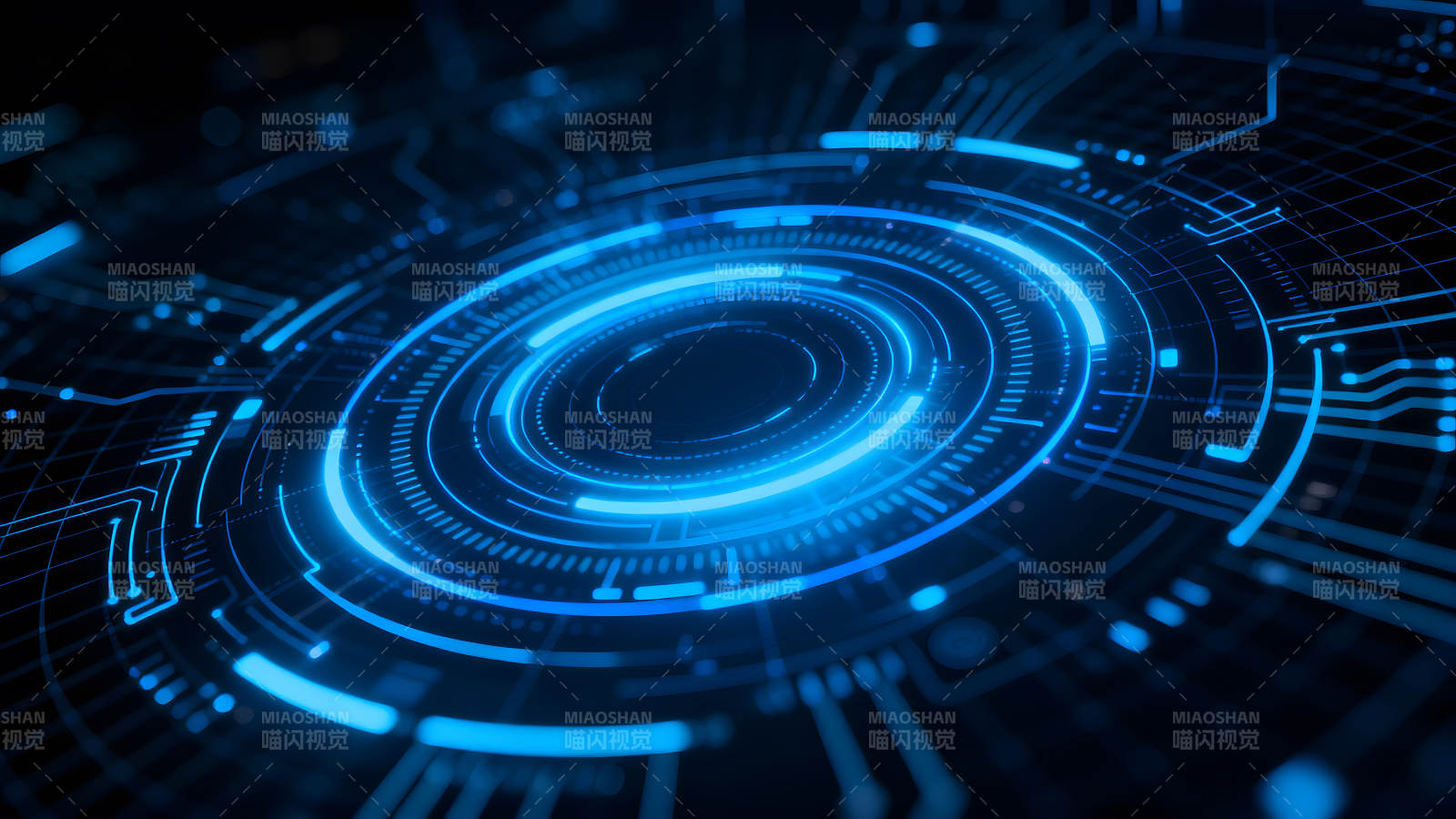 未来科技感蓝色电路环形图图片