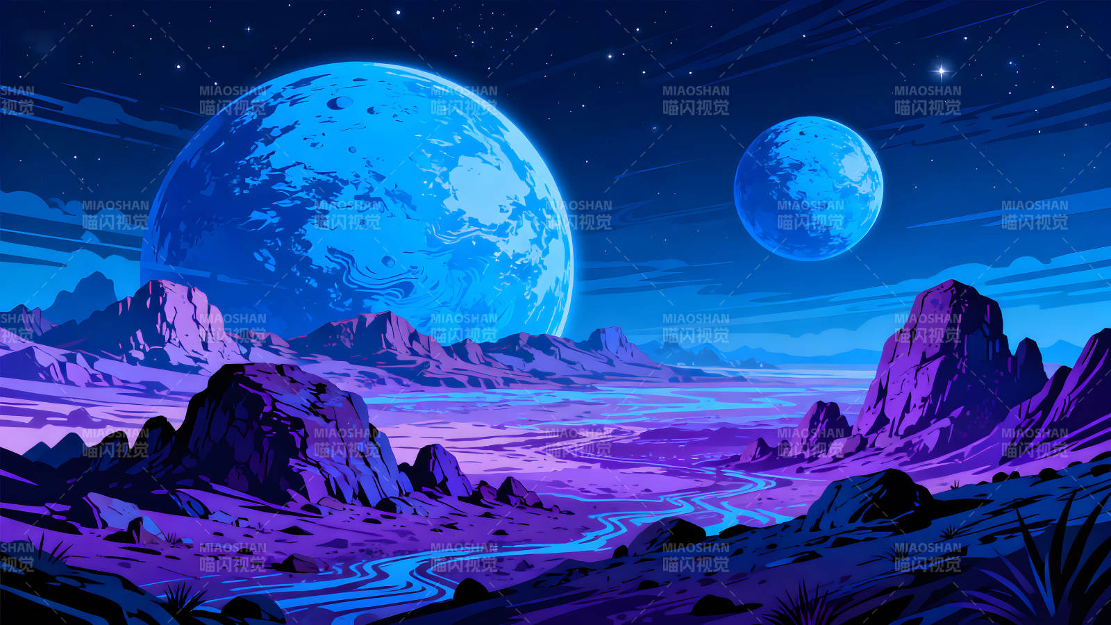 宇宙星球风景蓝紫色彩图片