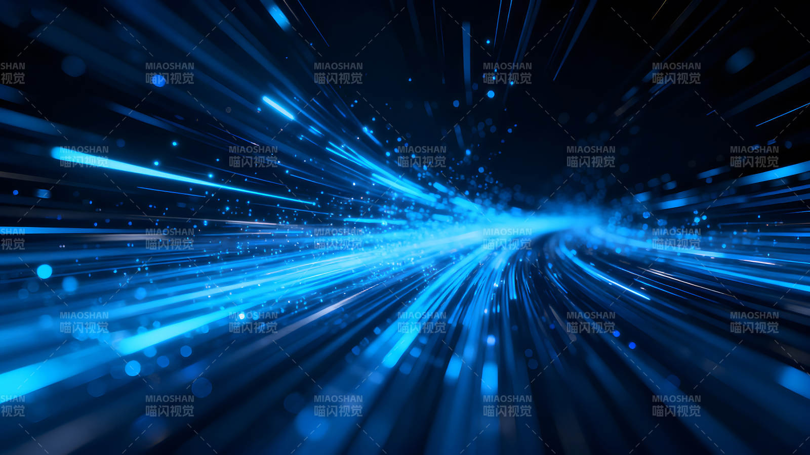 蓝色光束汇聚的未来科技感图片