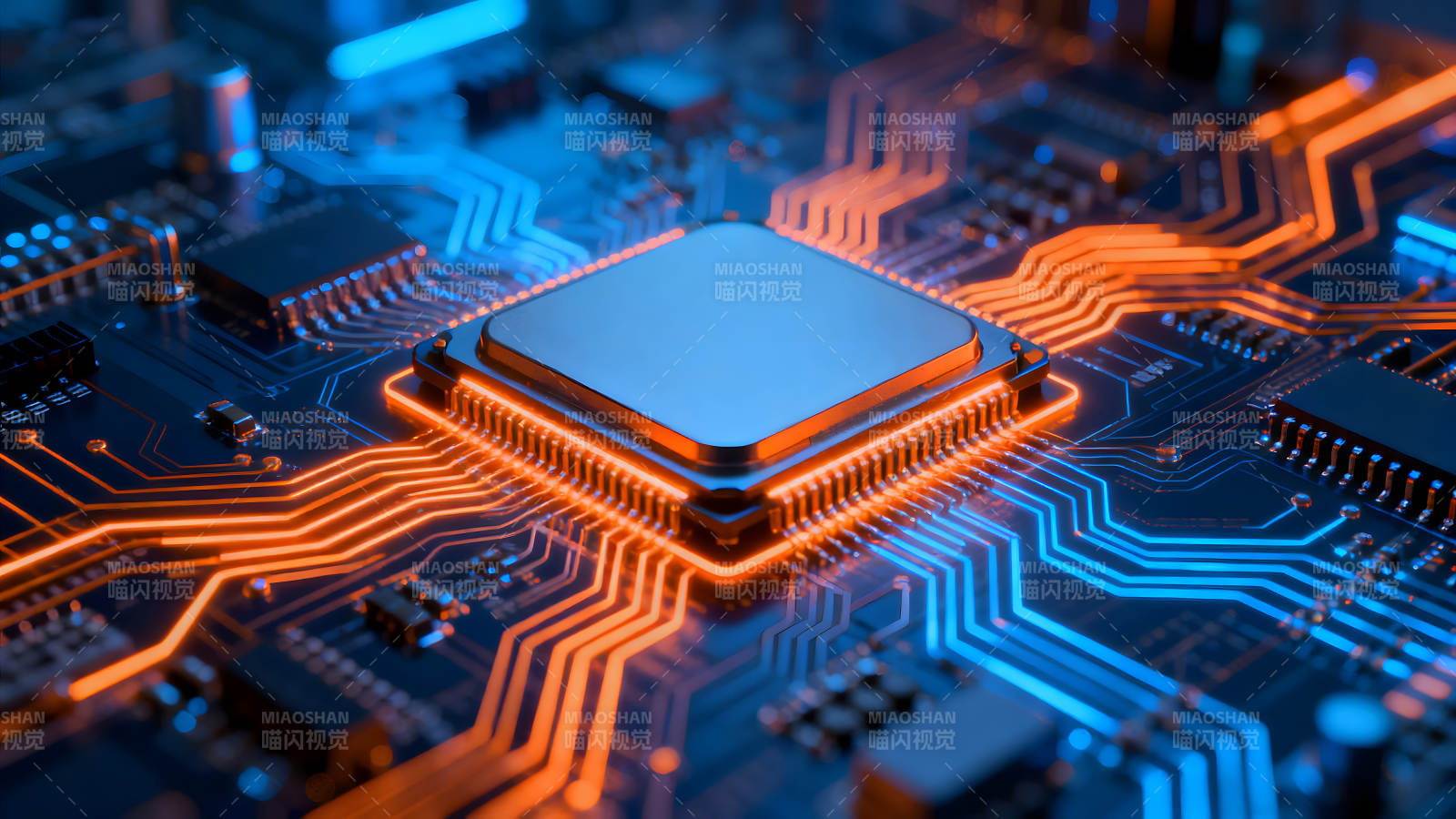 电路板特写科技感十足的电子元件图片