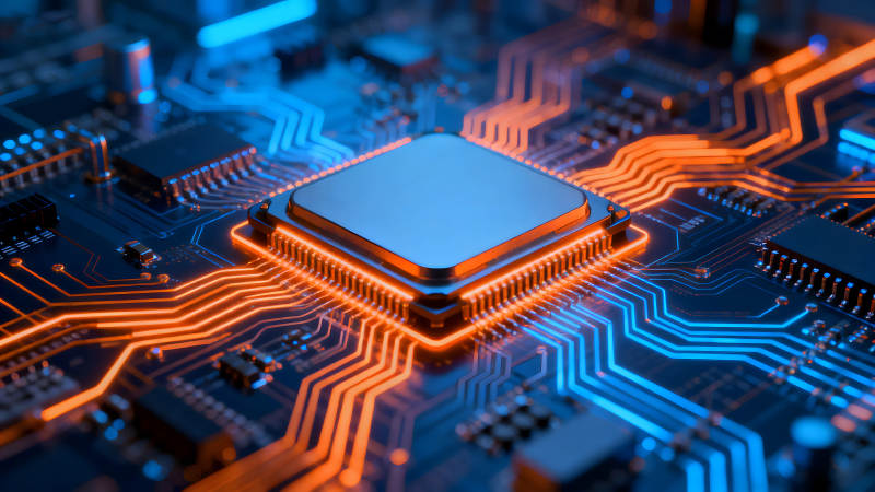 电路板特写科技感十足的电子元件图片