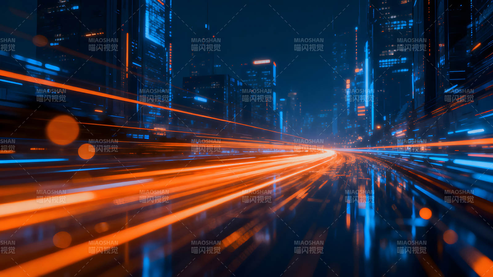未来城市夜景速度与科技交织图片