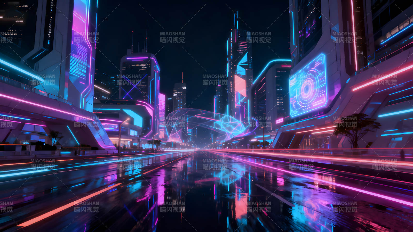 霓虹都市夜景未来感十足图片