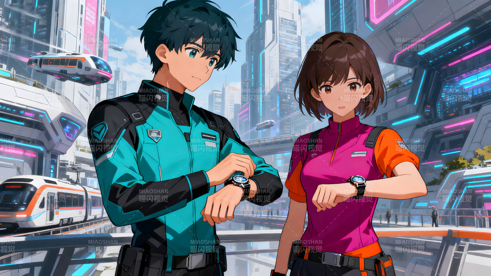 科幻动漫情侣观察时间图片