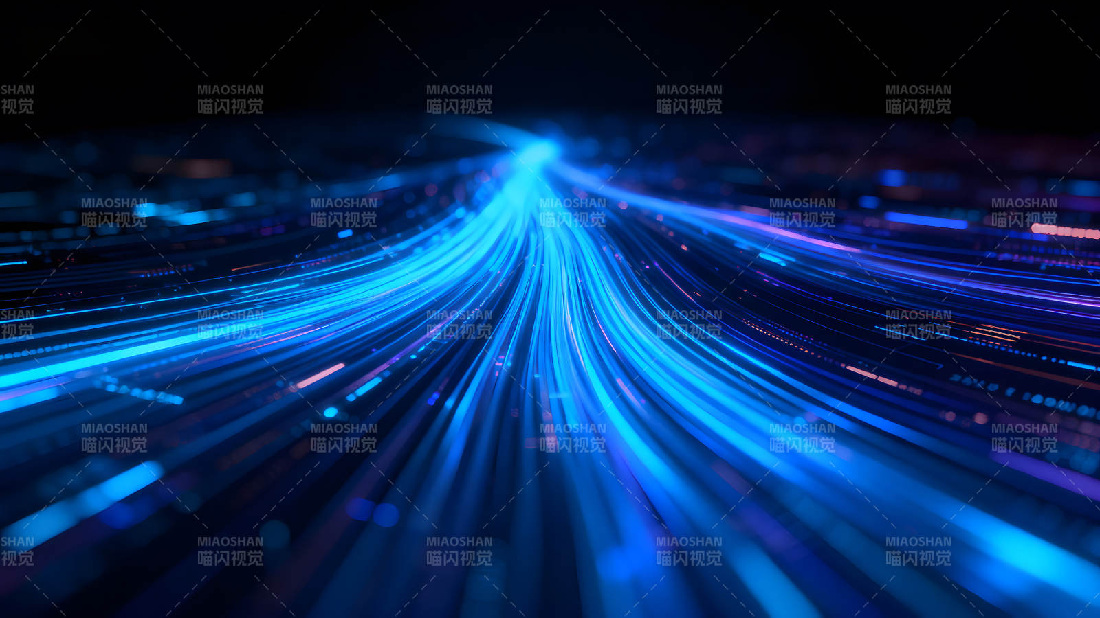 蓝色光束汇聚视觉效果绚丽图片