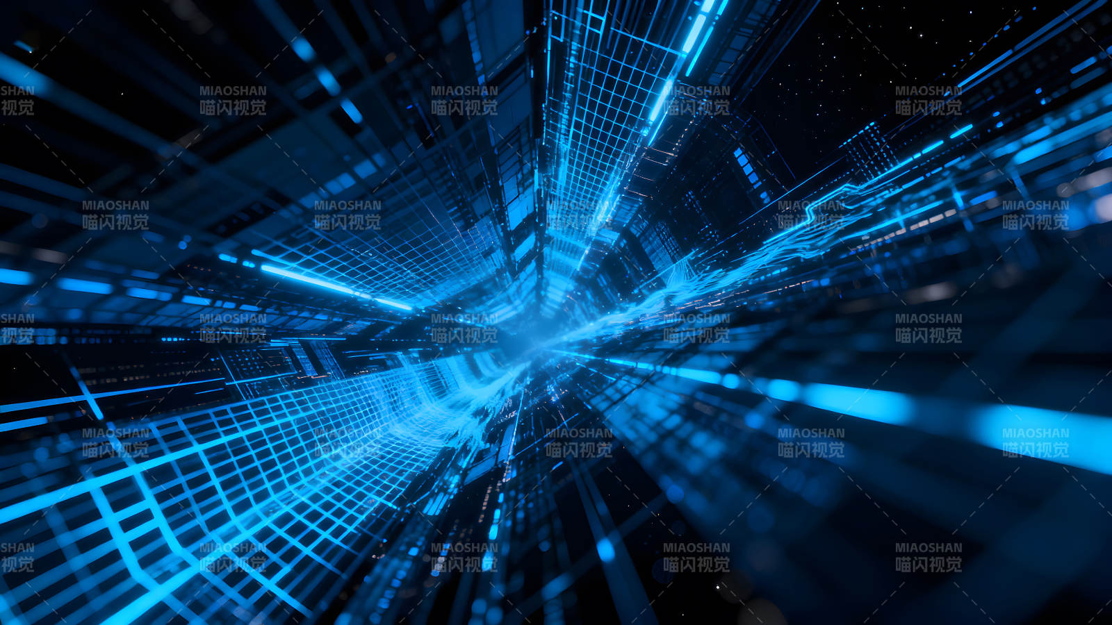 蓝色科技隧道视觉冲击图片