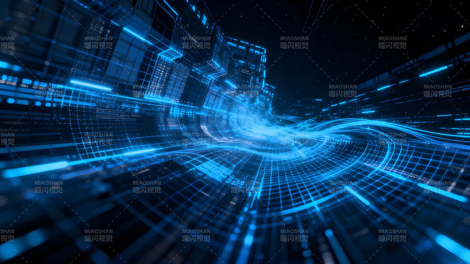 未来科技感的蓝色光线线条图片