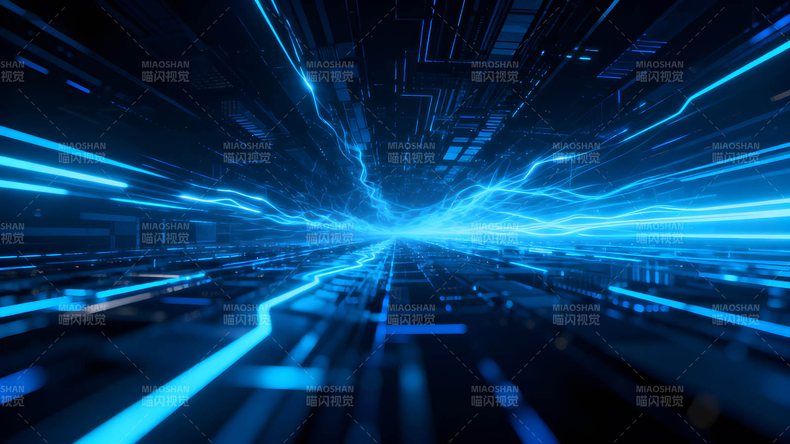 科技感十足的蓝色光线特效图片