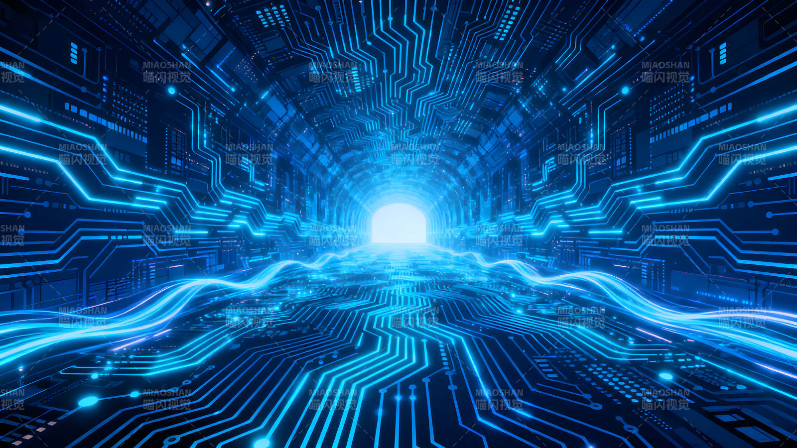 科技隧道光芒闪耀电路构建空间图片