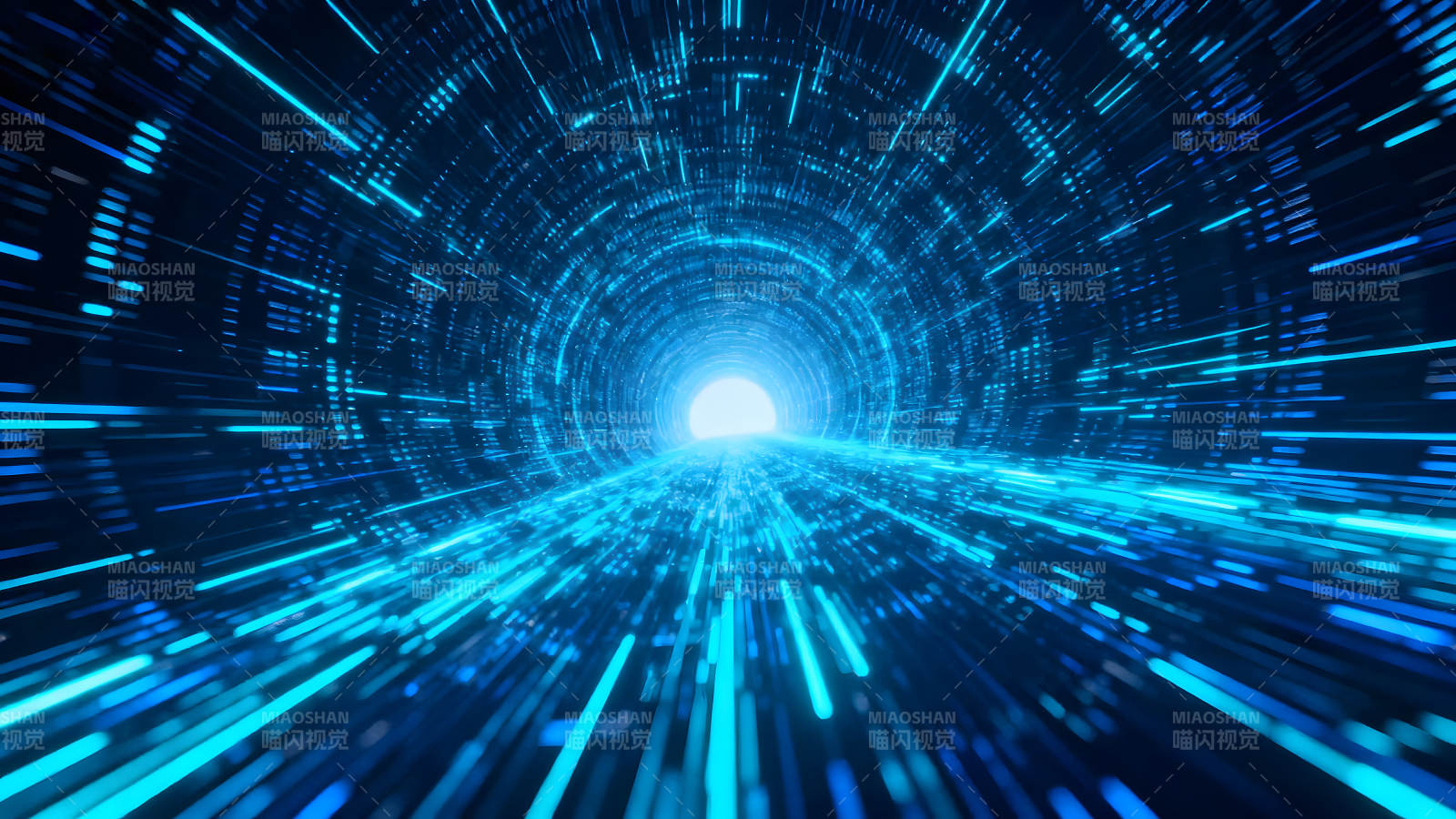 蓝色光线隧道科技感十足图片