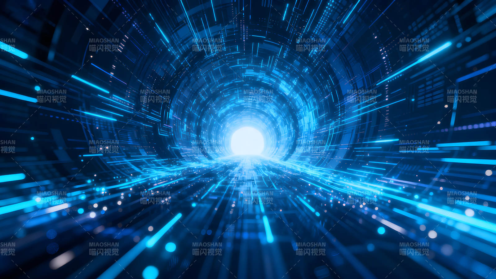 科技感十足的光线隧道图片