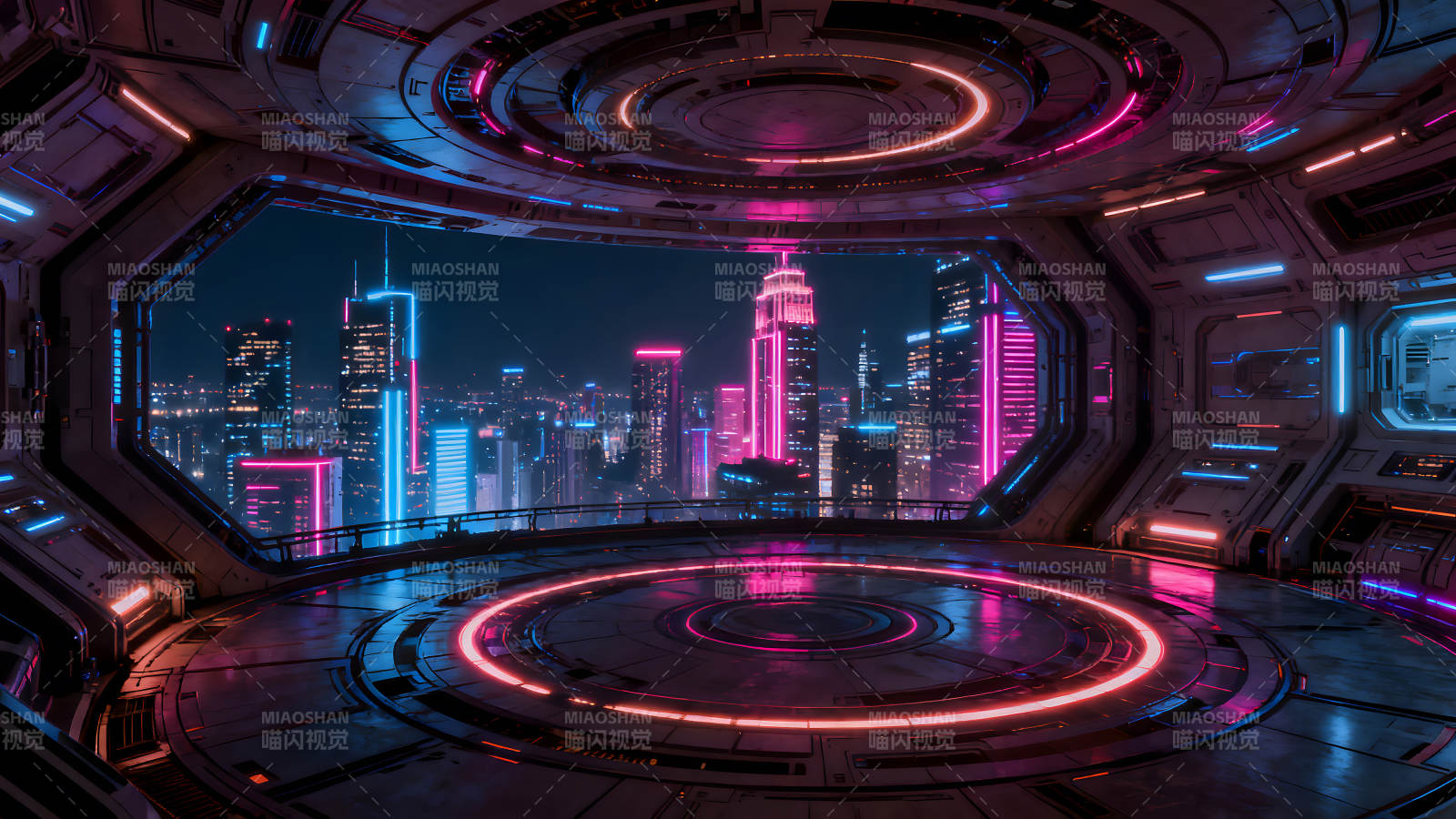 赛博朋克风格未来城市景观图片