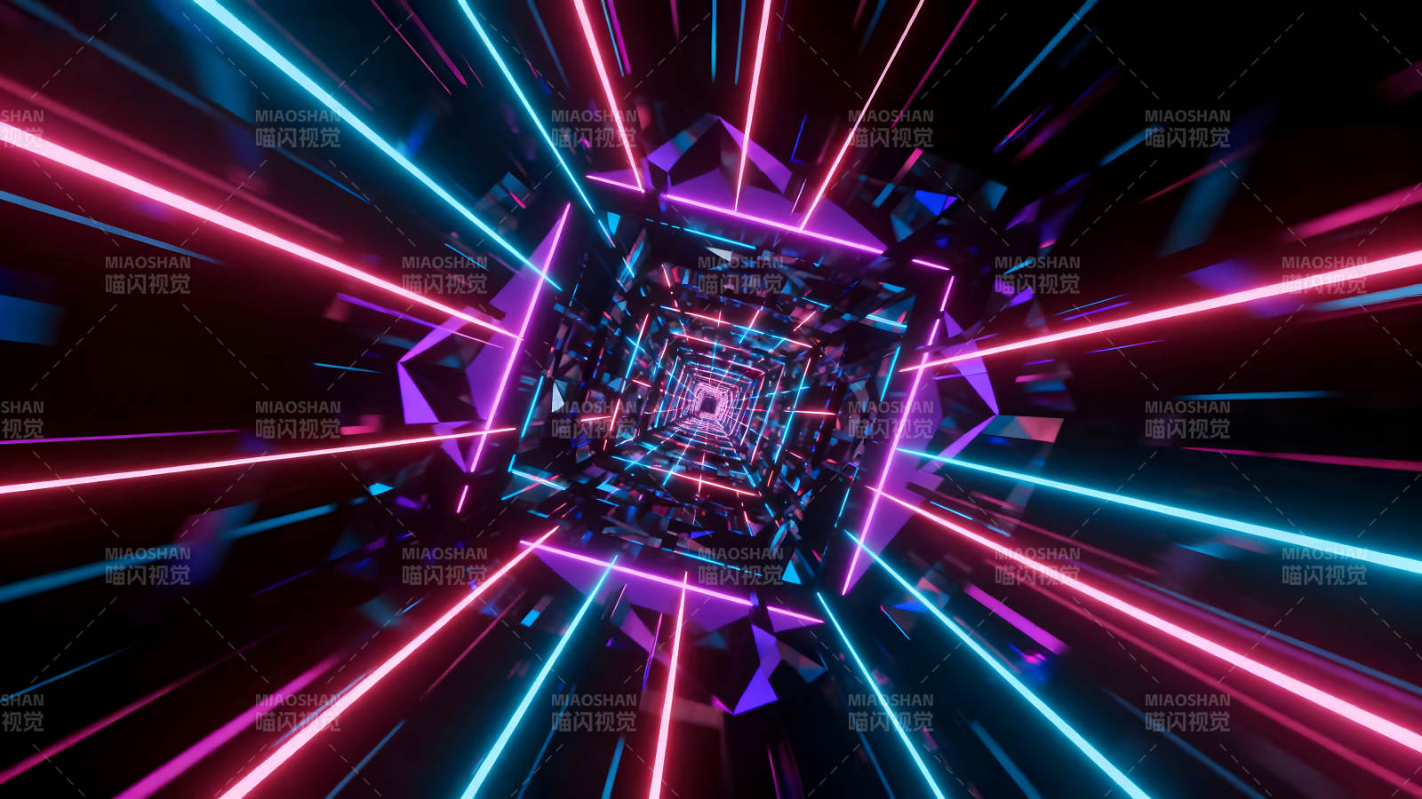 霓虹灯光几何隧道特效图片