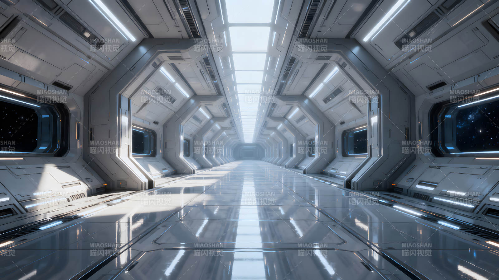 科幻宇宙飞船内部走廊图片