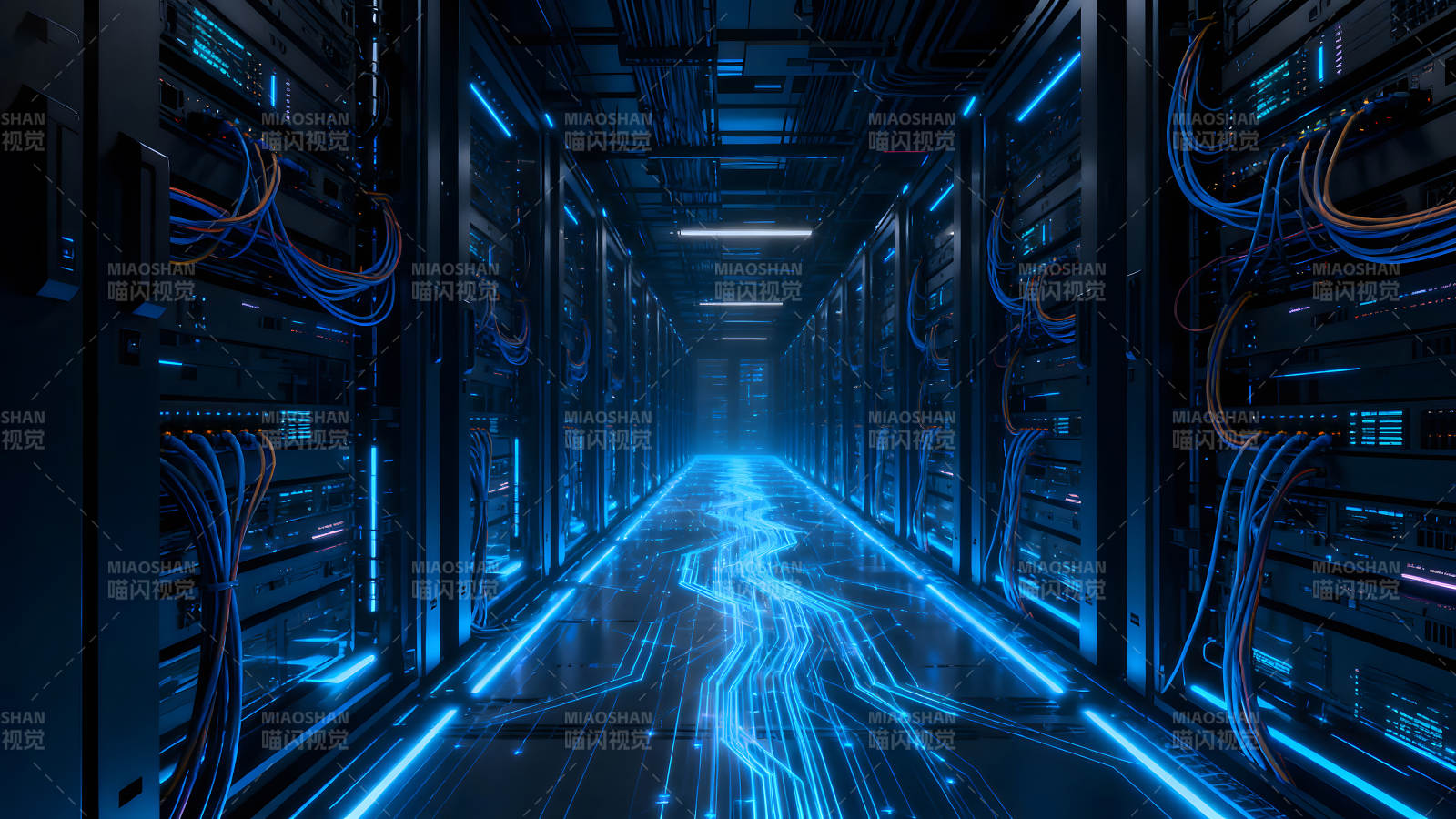 数据中心蓝光通道科技感十足图片