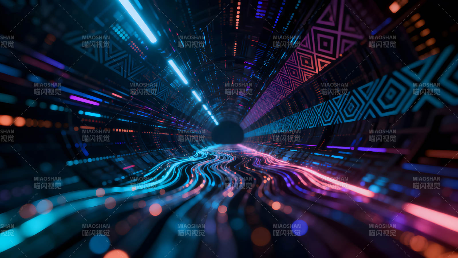 科幻隧道霓虹灯光抽象艺术图片