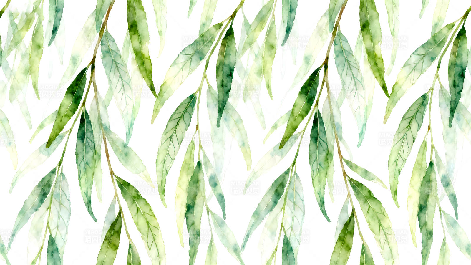 水彩枝叶图案清新文艺图片