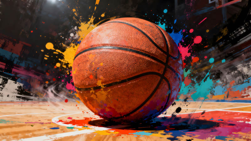 篮球飞溅色彩图片