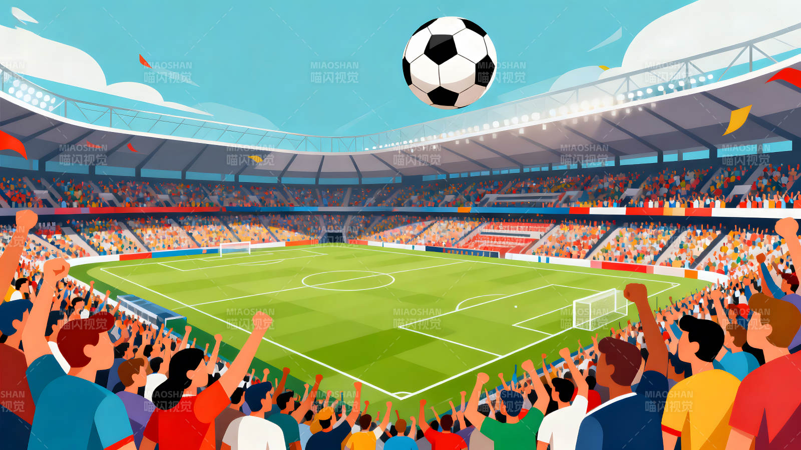 足球比赛现场欢呼的球迷图片